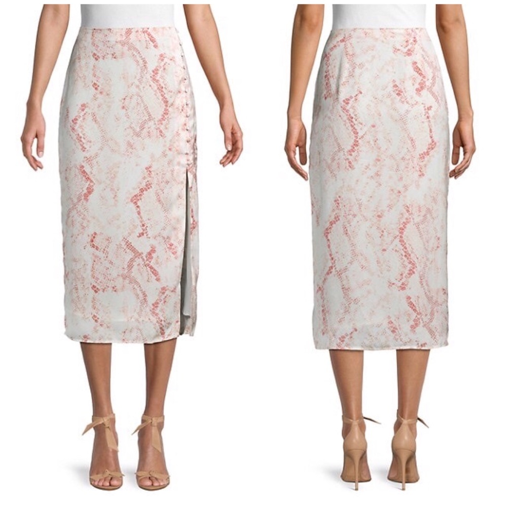 NWT Cupcakes & Cashmere Pink Snakeskin Midi Length Skirt with Split